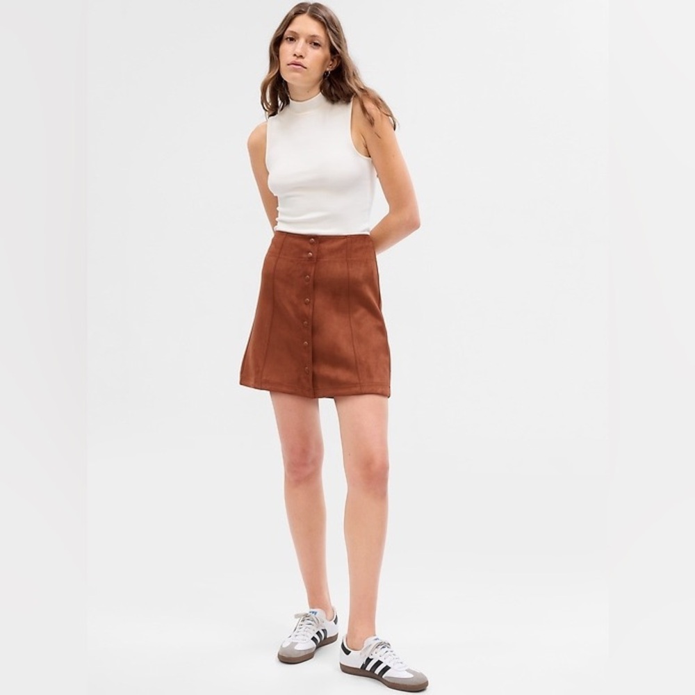 Gap Brown Faux Suede Button-Front Women's Skirt- 6 Tall